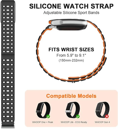 Premium Magnetic Silicone Band Compatible with WHOOP 5.0 – Adjustable Sport Replacement Strap