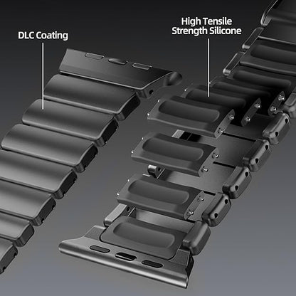 Luxury Titanium Dual Layer Silicone Magnetic Link Bands By Iserieshub Compatible For Apple Watch