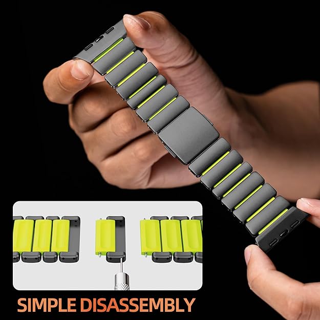 Luxury Titanium Dual Layer Silicone Magnetic Link Bands By Iserieshub Compatible For Apple Watch