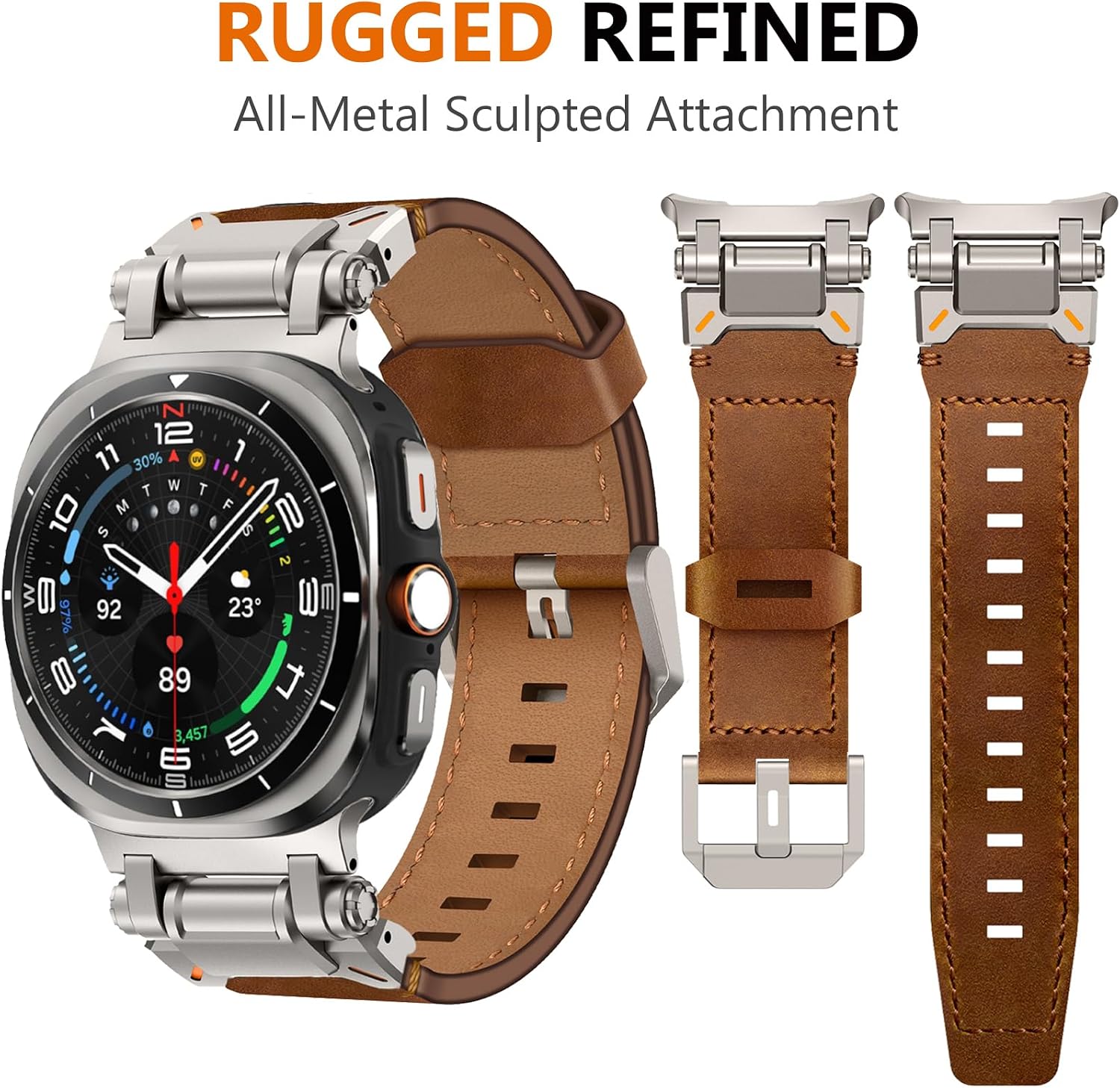 Luxury Rugged Genuine Leather Band for Samsung Galaxy Watch Ultra 2/Ultra 1 – 47mm