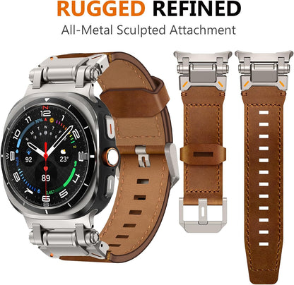 Luxury Rugged Genuine Leather Band for Samsung Galaxy Watch Ultra 2/Ultra 1 – 47mm