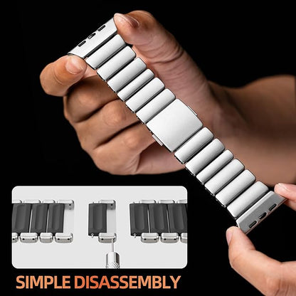 Luxury Titanium Dual Layer Silicone Magnetic Link Bands By Iserieshub Compatible For Apple Watch
