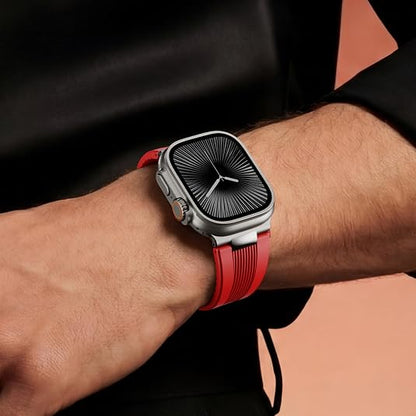 Luxury Velocity Ribbed Silicone Band By iSerieshub Compatible For Apple Watch