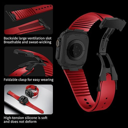 Luxury Velocity Ribbed Silicone Band By iSerieshub Compatible For Apple Watch