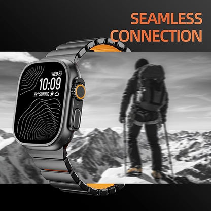 Luxury Titanium Dual Layer Silicone Magnetic Link Bands By Iserieshub Compatible For Apple Watch