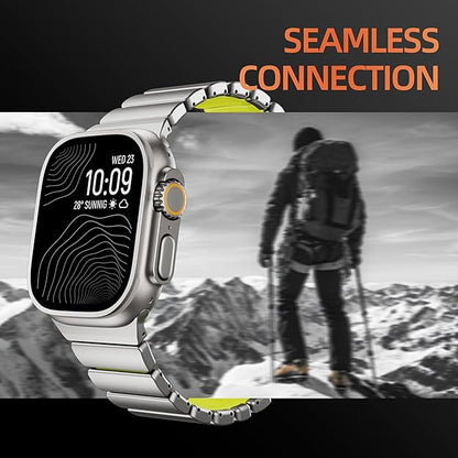 Luxury Titanium Dual Layer Silicone Magnetic Link Bands By Iserieshub Compatible For Apple Watch