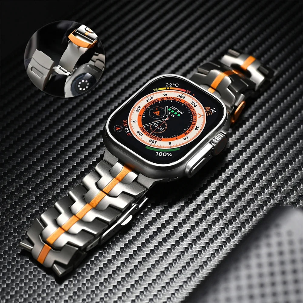 Luxury Wingtip Titanium Metal Straps By iSerieshub Compatible For iWatch