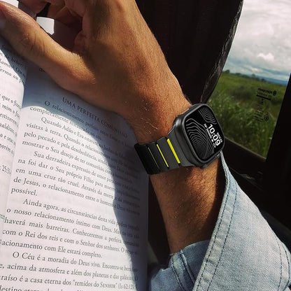 Luxury Titanium Dual Layer Silicone Magnetic Link Bands By Iserieshub Compatible For Apple Watch