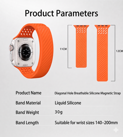 Breathable Litchi Magnetic Silicone Strap for Apple Watch