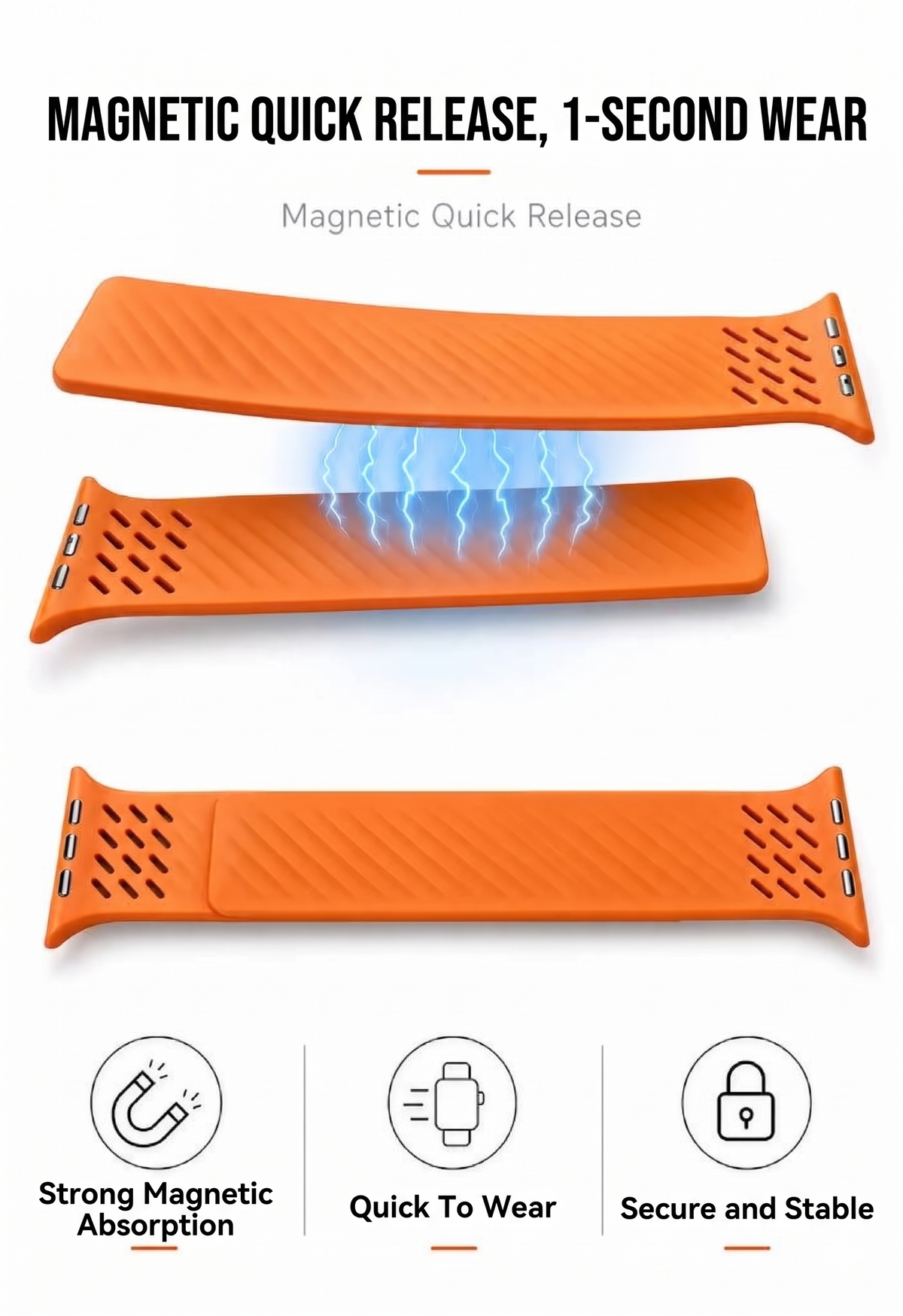 Breathable Litchi Magnetic Silicone Strap for Apple Watch
