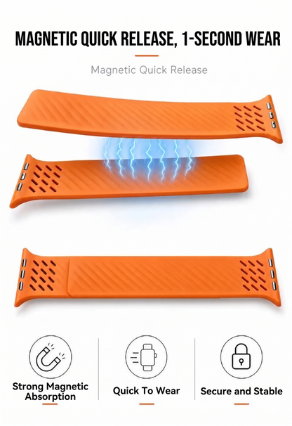 Breathable Litchi Magnetic Silicone Strap for Apple Watch