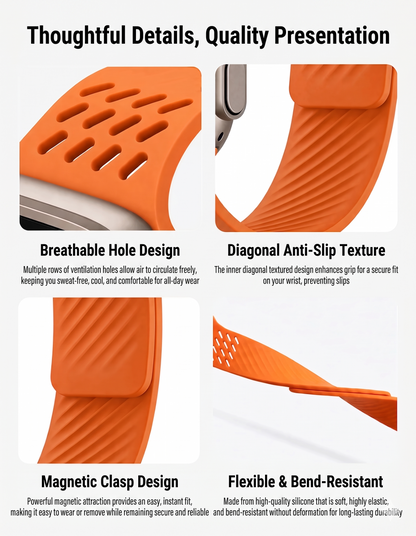 Breathable Litchi Magnetic Silicone Strap for Apple Watch