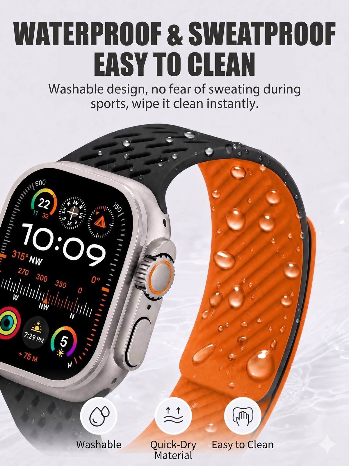 Breathable Litchi Magnetic Silicone Strap for Apple Watch