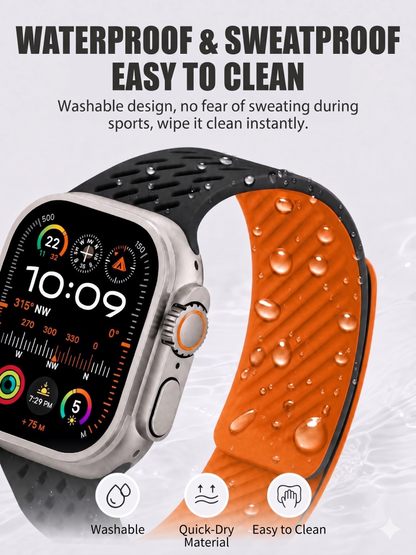 Breathable Litchi Magnetic Silicone Strap for Apple Watch