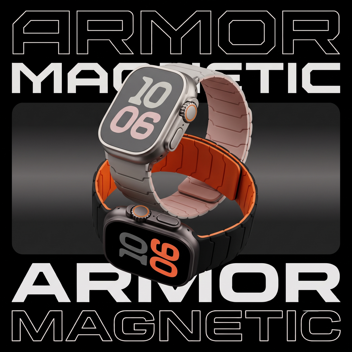 Premium Armor Magnetic Silicone Litchi Silicone Magnetic Loop By iSerieshub Comaptible For Apple Watch