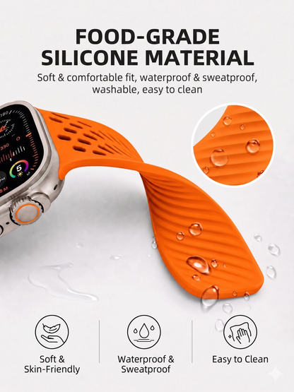 Breathable Litchi Magnetic Silicone Strap for Apple Watch