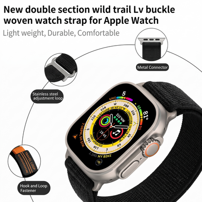 Black Rugged Adventure Travel Loop for Apple Watch Ultra & Series