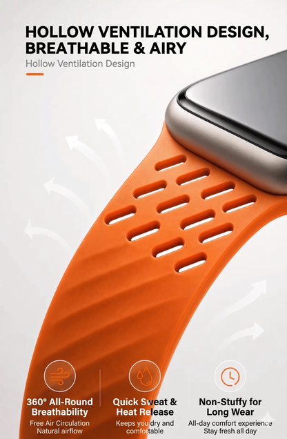 Breathable Litchi Magnetic Silicone Strap for Apple Watch