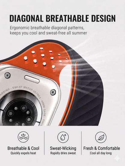 Breathable Litchi Magnetic Silicone Strap for Apple Watch