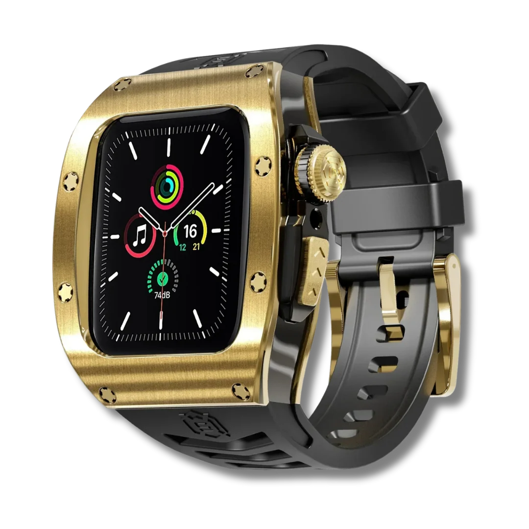Luxury Stainless Steel Case with Designer Silicone Strap For Apple Watch