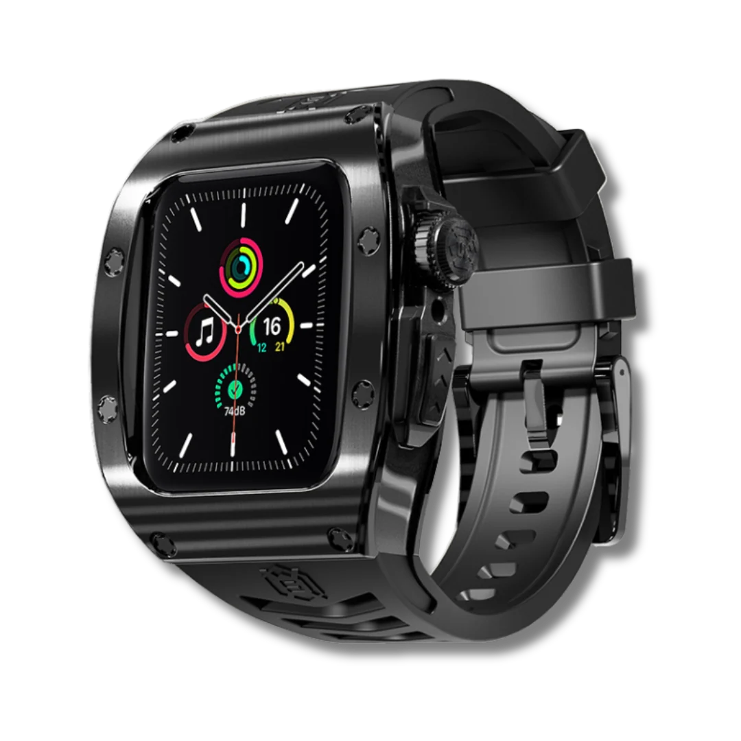 Luxury Stainless Steel Case with Designer Silicone Strap For Apple Watch