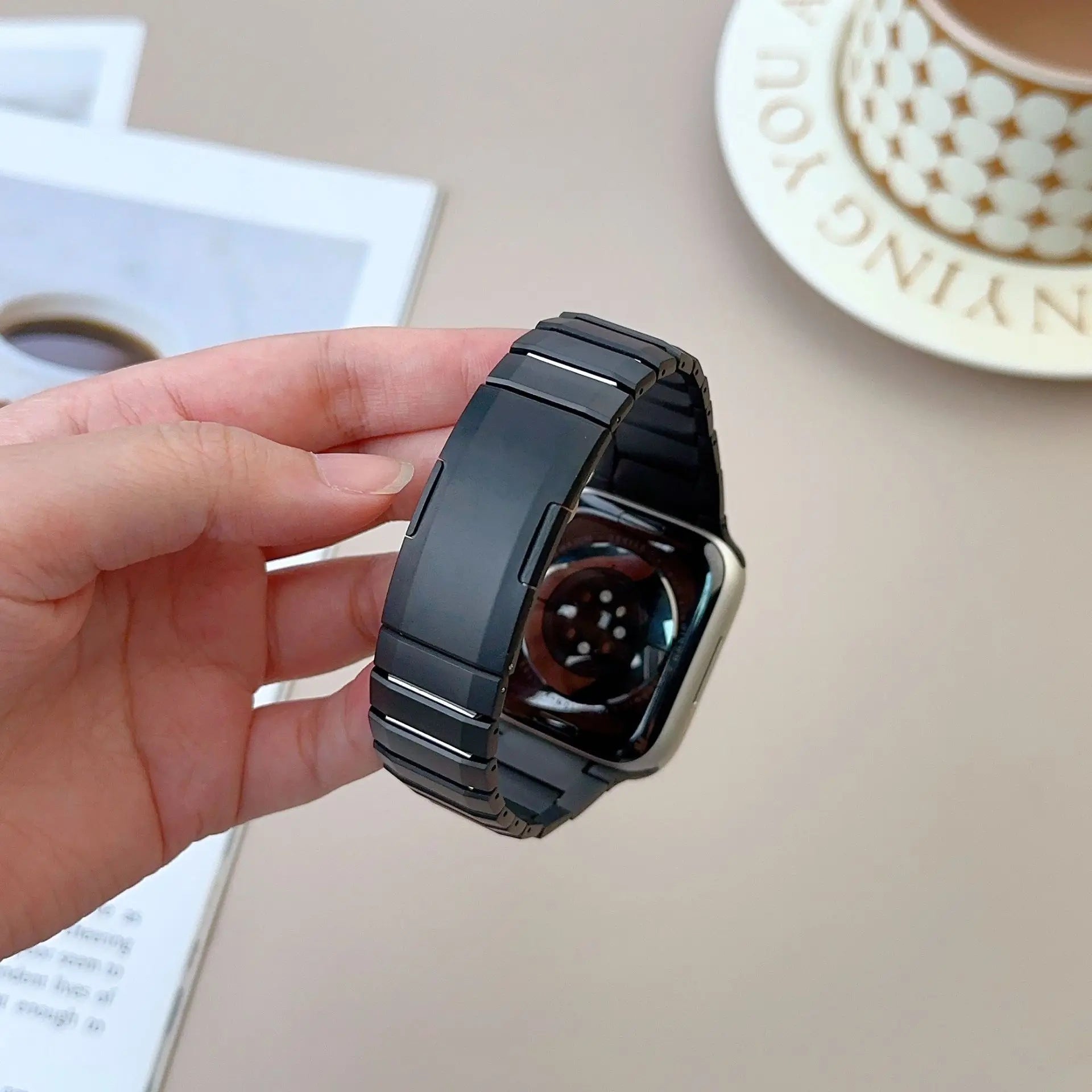 Luxury Titanium Curved Sliding Steel Straps By iSerieshub Compatible For Apple Watch