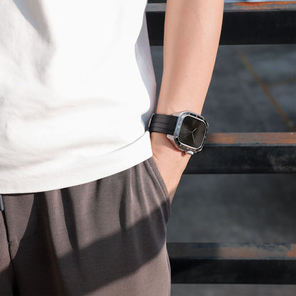 Luxury Metal Scale Ring Case With Straps By iSerieshub Compatible For Apple Watch