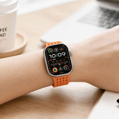 Breathable Litchi Magnetic Silicone Strap for Apple Watch