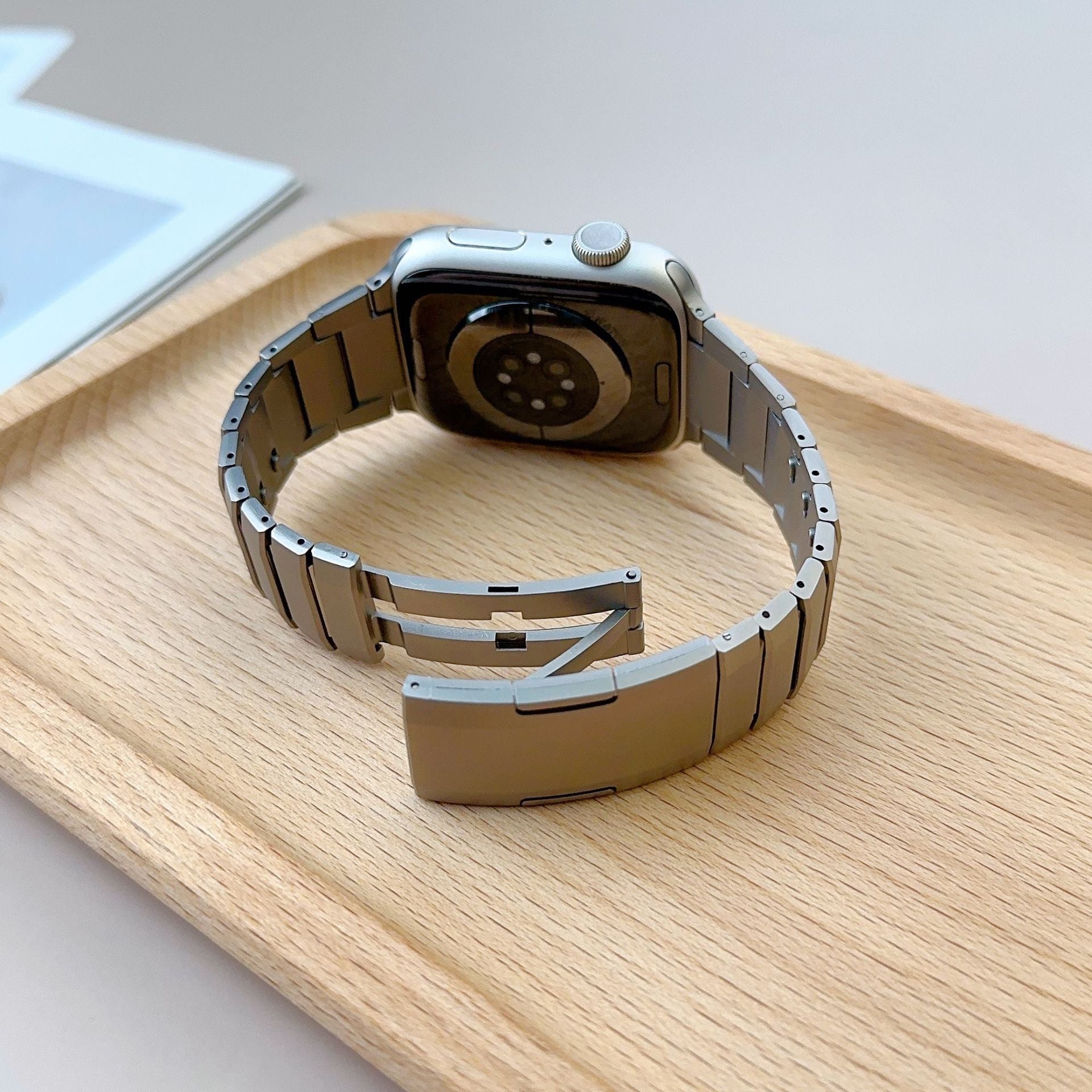 Luxury Titanium Curved Sliding Steel Straps By iSerieshub Compatible For Apple Watch