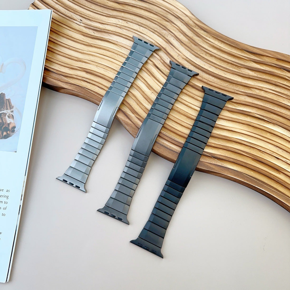 Luxury Titanium Curved Sliding Steel Straps By iSerieshub Compatible For Apple Watch