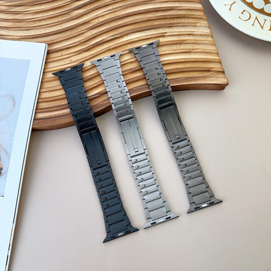 Luxury Titanium Curved Sliding Steel Straps By iSerieshub Compatible For Apple Watch