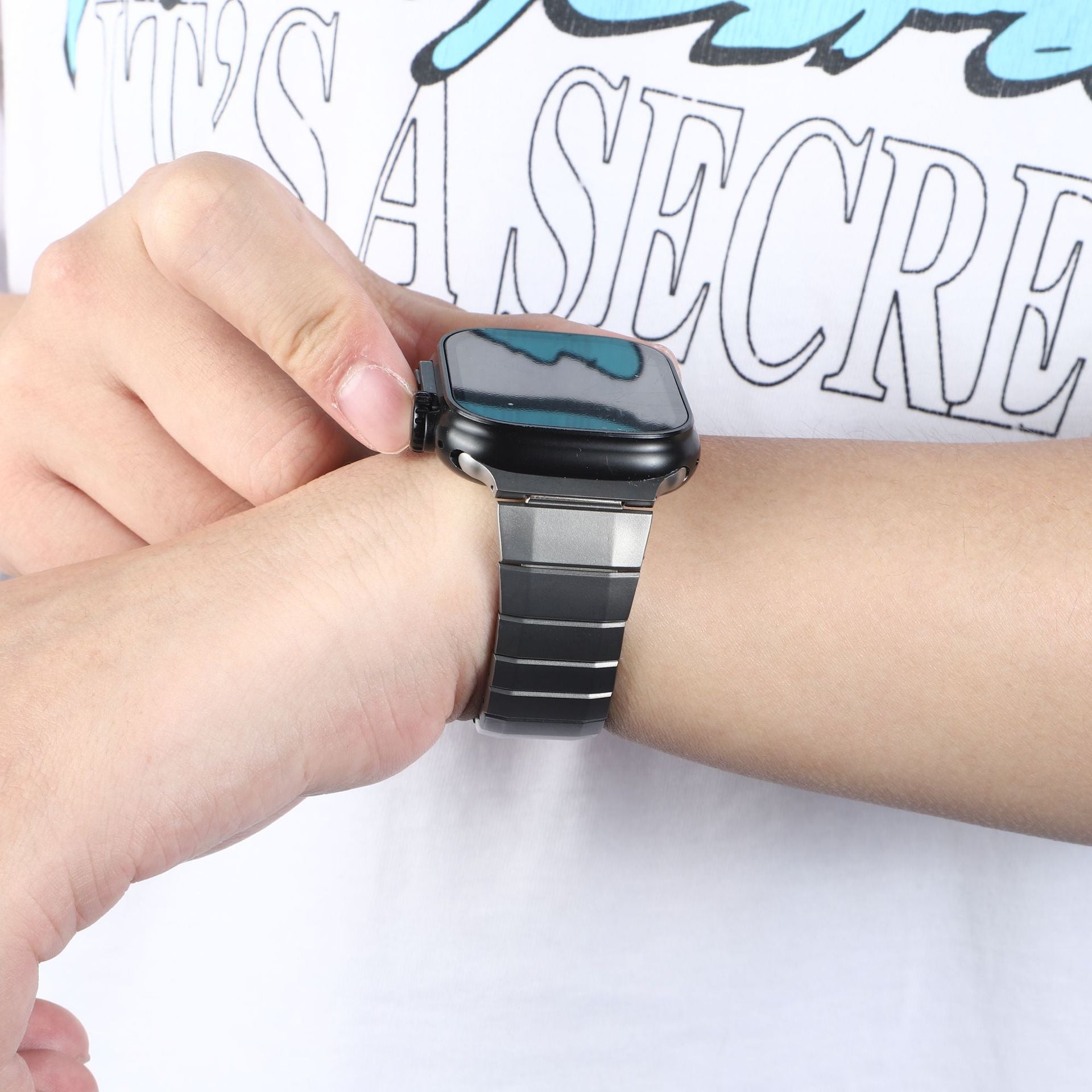 Luxury Titanium Curved Sliding Steel Straps By iSerieshub Compatible For Apple Watch