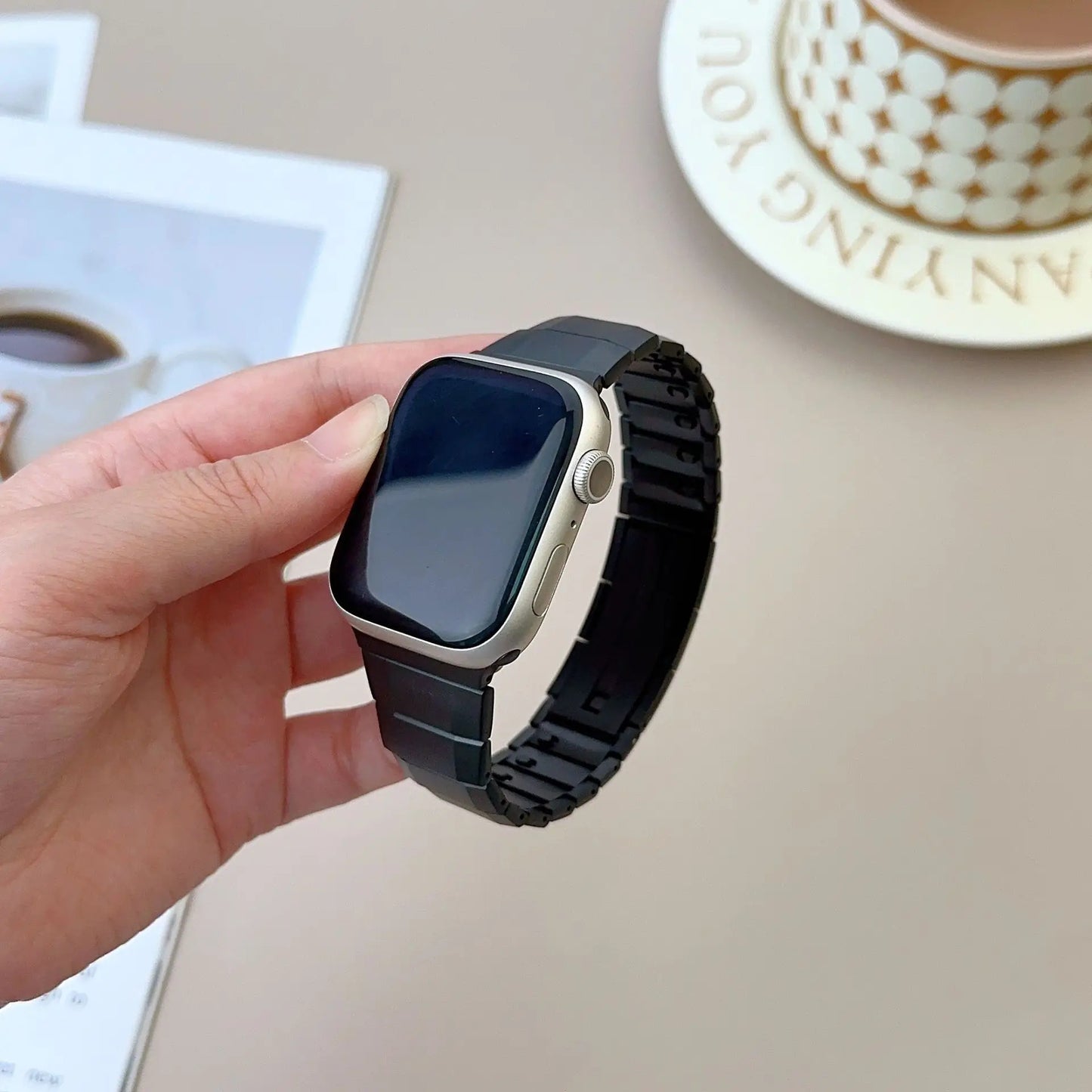 Luxury Titanium Curved Sliding Steel Straps By iSerieshub Compatible For Apple Watch