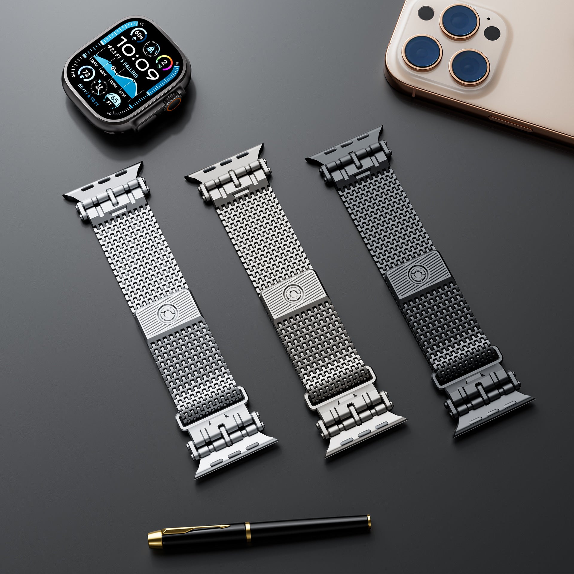 Luxury Titanium Armor Milanese Magnetic Loop By iSerieshub For Apple Watch