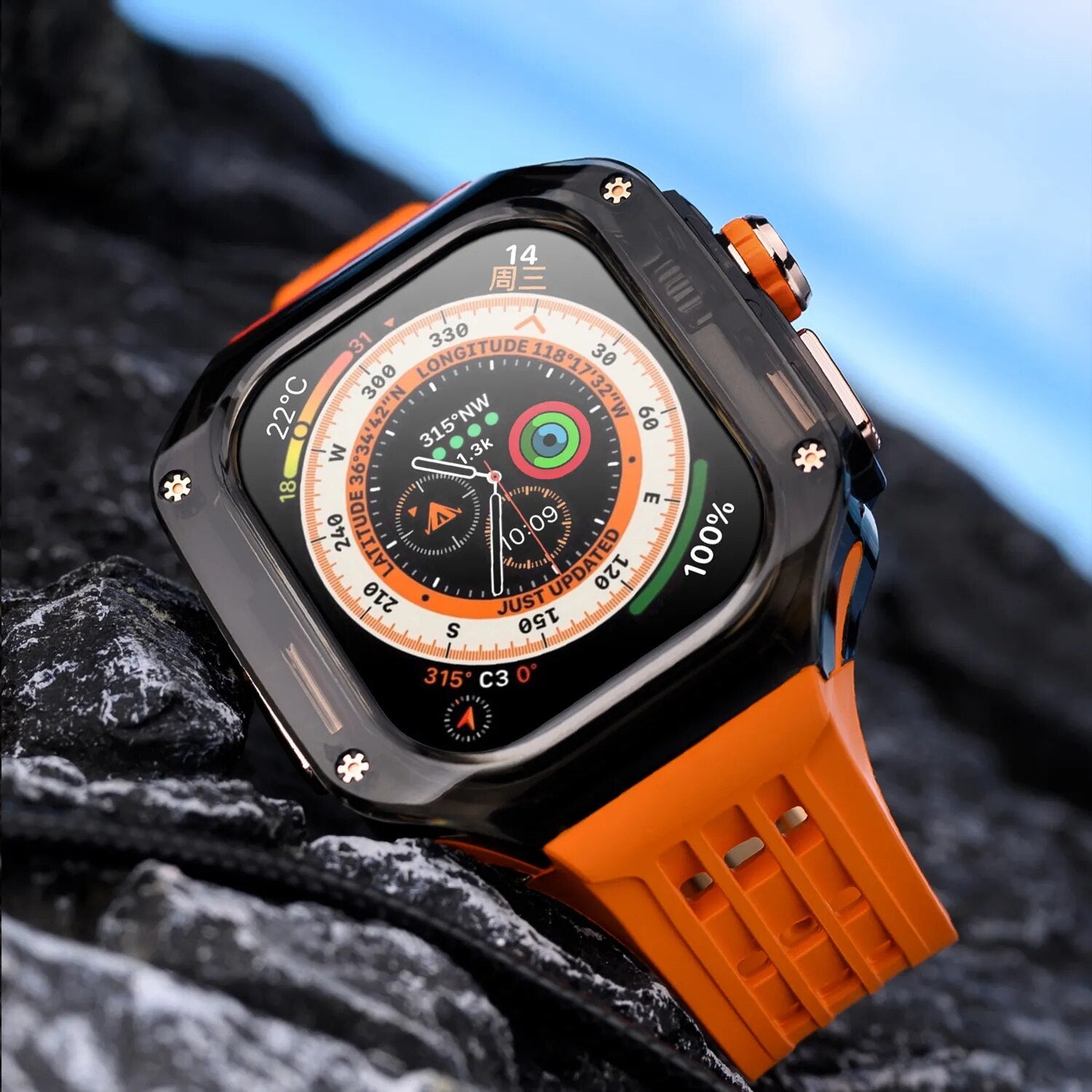 49MM Luxury Modification Glacier Case With Transparent Straps For iWatch 