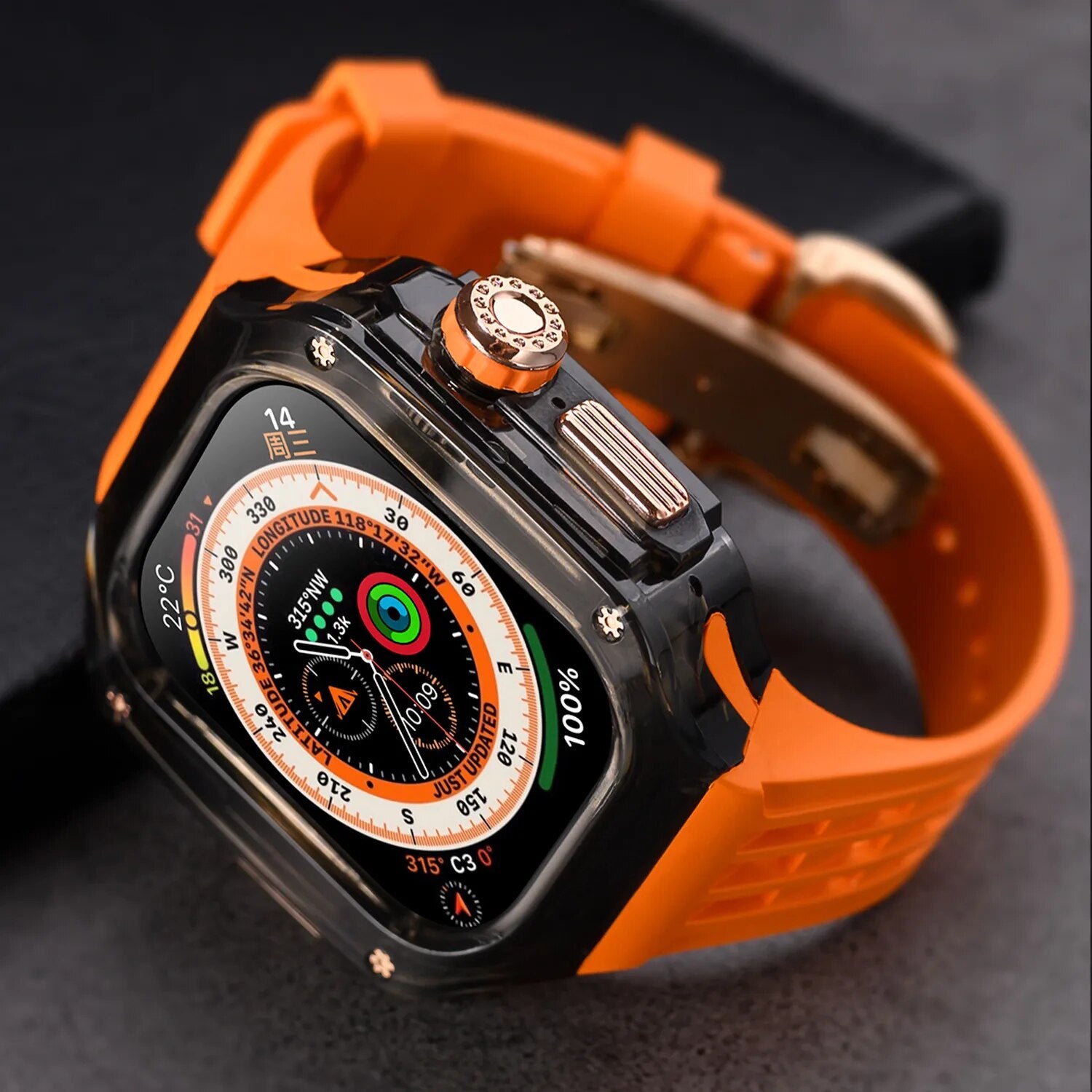 Modification Case 49MM Luxury Modification Glacier Case With Transparent Straps For iWat ...