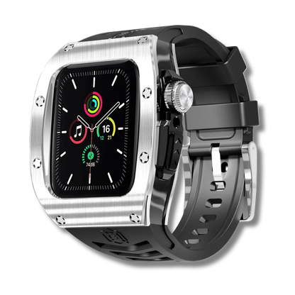 Luxury Stainless Steel Case with Designer Silicone Strap For Apple Watch