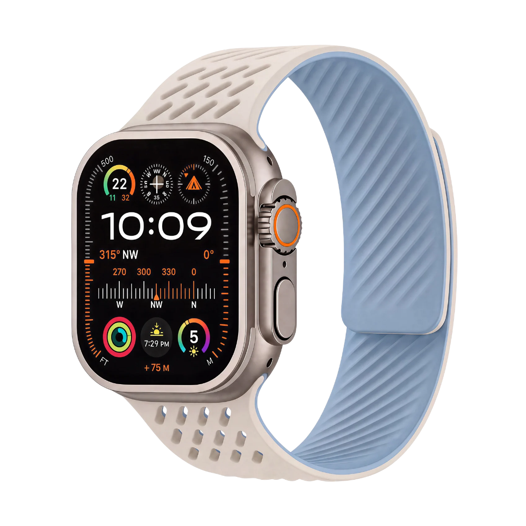 Breathable Litchi Magnetic Silicone Strap for Apple Watch