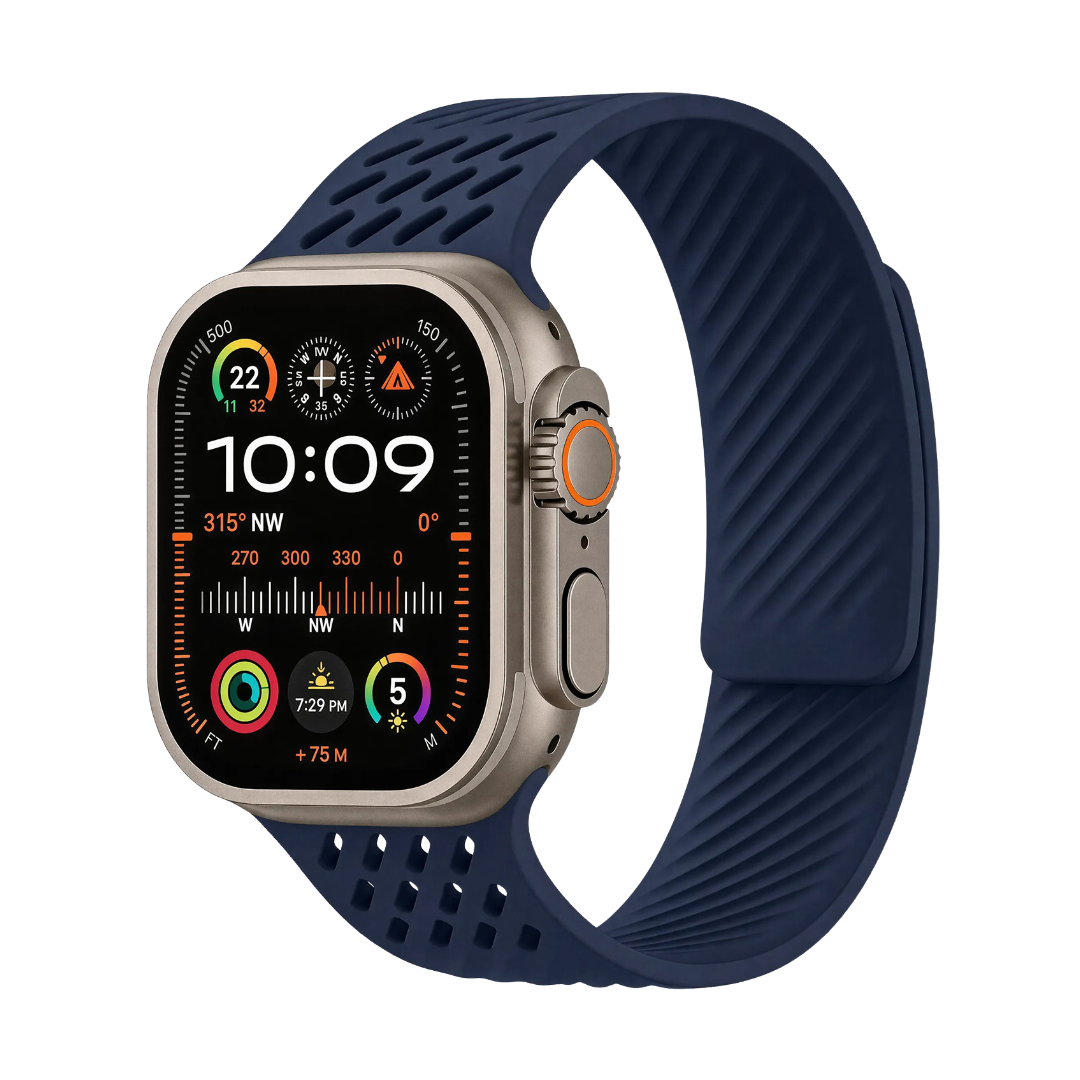 Breathable Litchi Magnetic Silicone Strap for Apple Watch