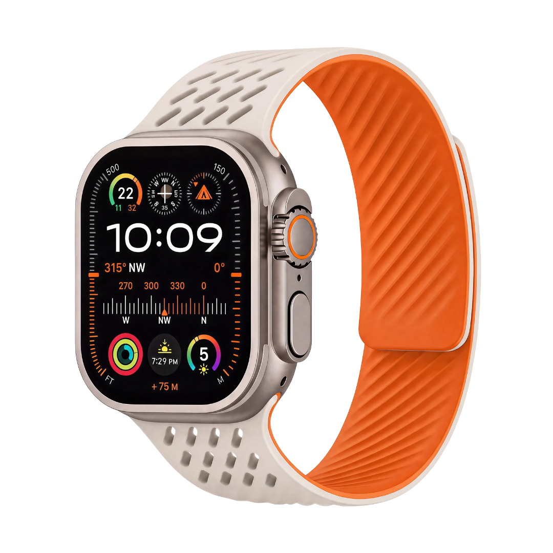 Breathable Litchi Magnetic Silicone Strap for Apple Watch