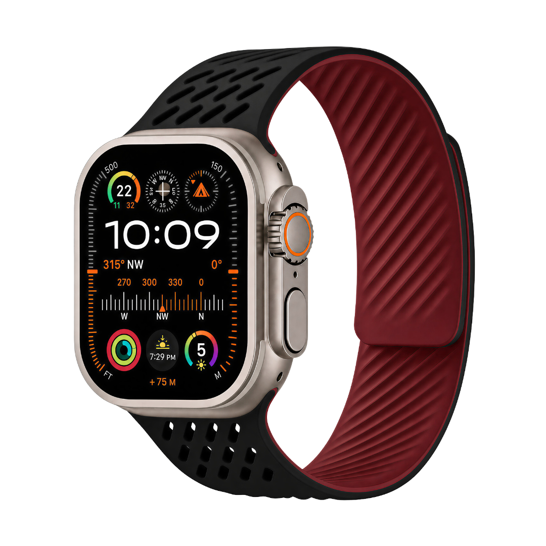 Breathable Litchi Magnetic Silicone Strap for Apple Watch