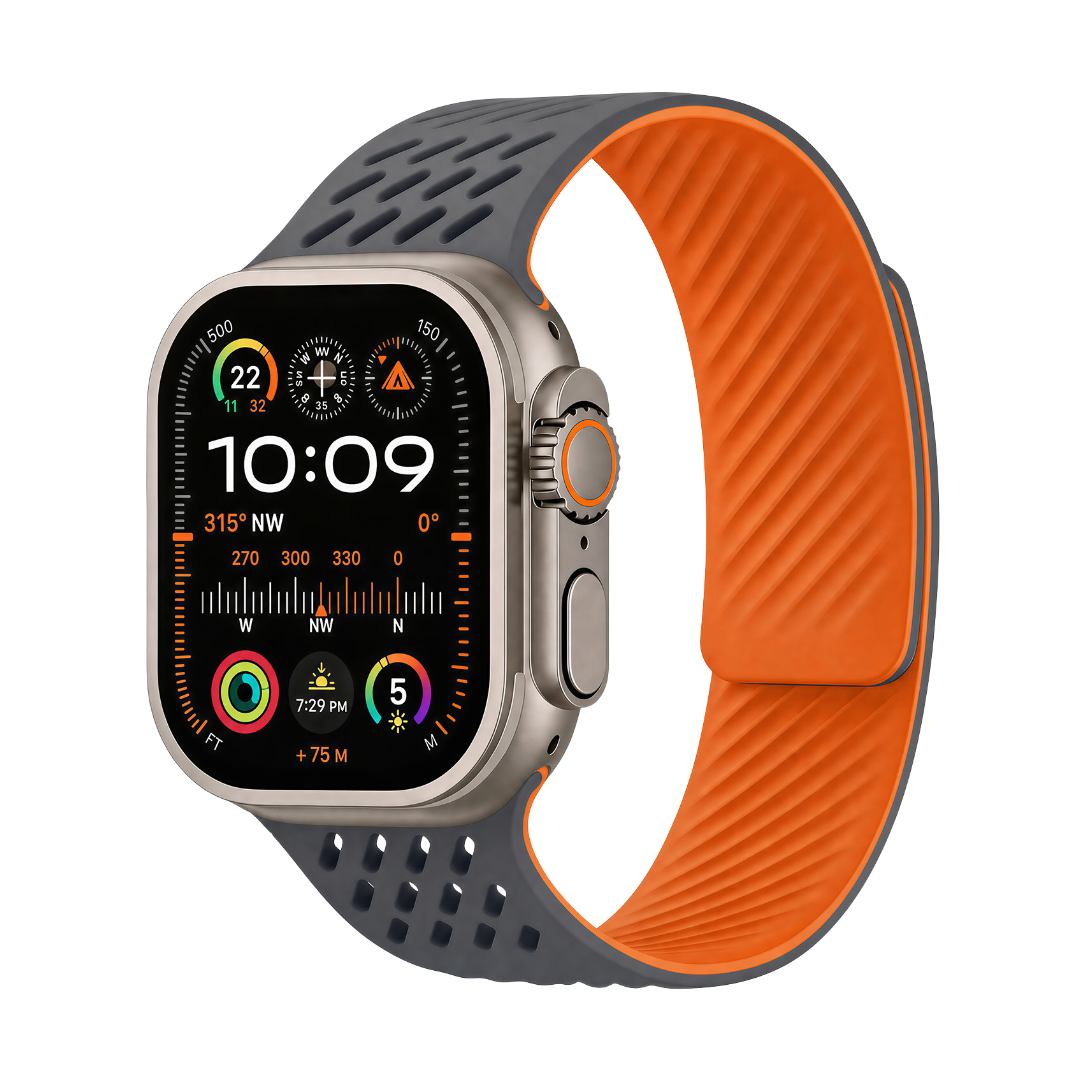 Breathable Litchi Magnetic Silicone Strap for Apple Watch