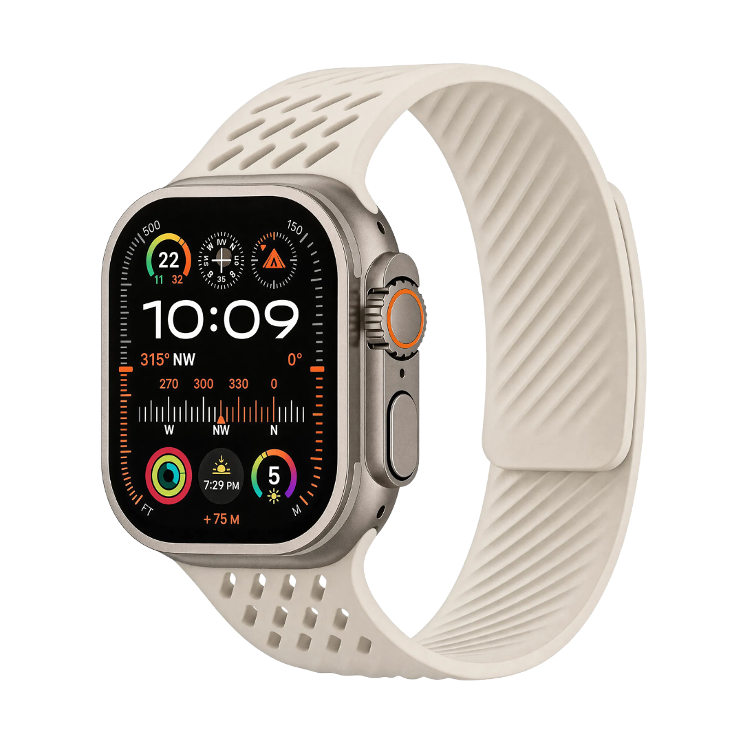 Breathable Litchi Magnetic Silicone Strap for Apple Watch