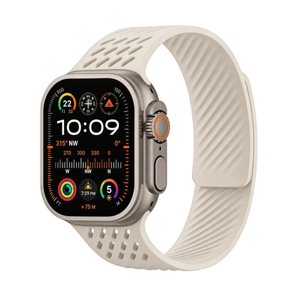 Breathable Litchi Magnetic Silicone Strap for Apple Watch