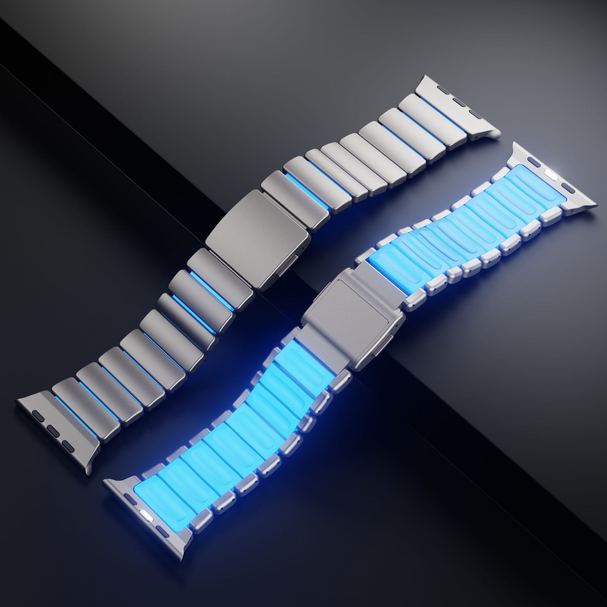 Luxury Titanium Dual Layer Silicone Magnetic Link Bands By Iserieshub Compatible For Apple Watch