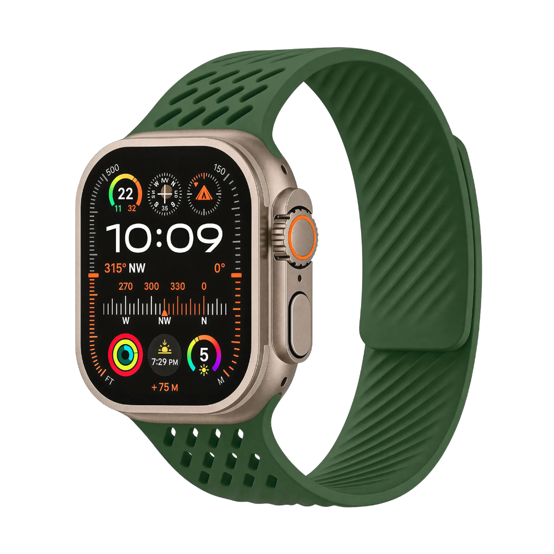 Breathable Litchi Magnetic Silicone Strap for Apple Watch