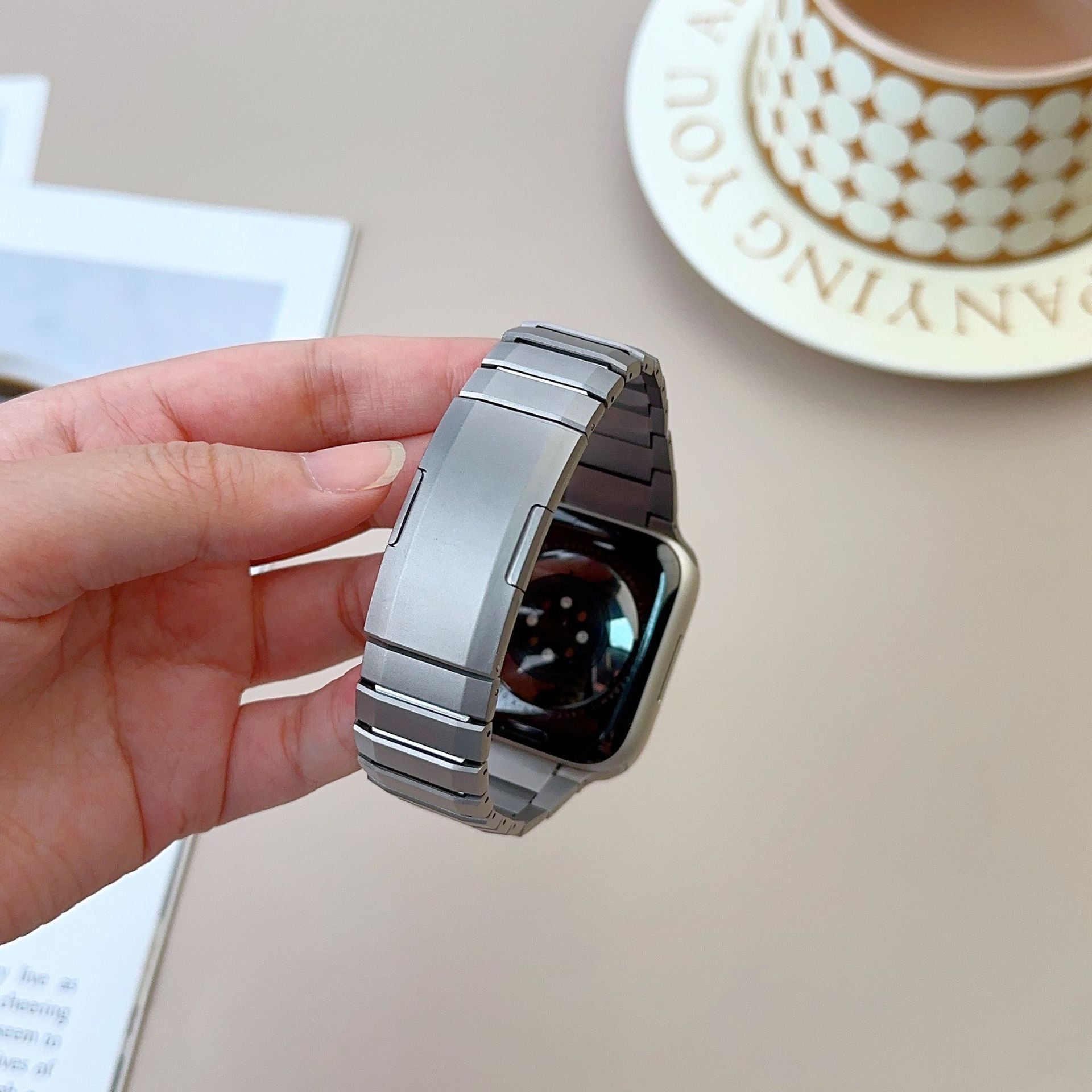Luxury Titanium Curved Sliding Steel Straps By iSerieshub Compatible For Apple Watch
