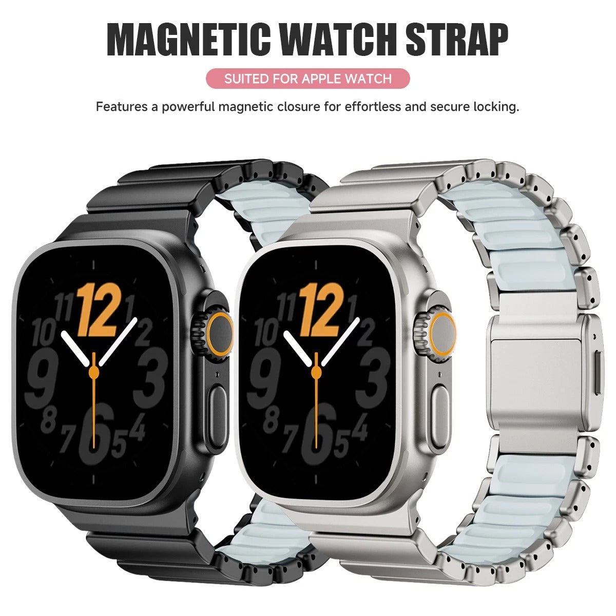 Luxury Titanium Dual Layer Silicone Magnetic Link Bands By Iserieshub Compatible For Apple Watch