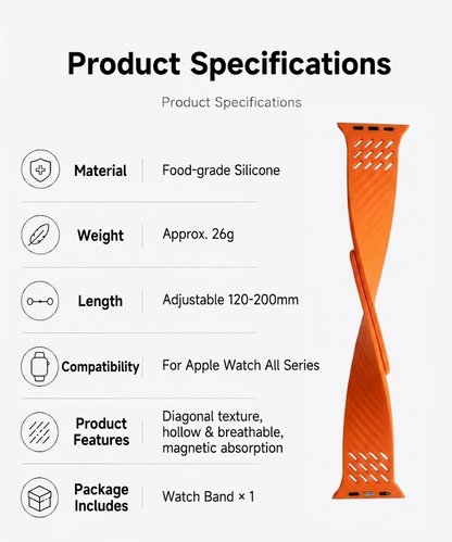 Breathable Litchi Magnetic Silicone Strap for Apple Watch