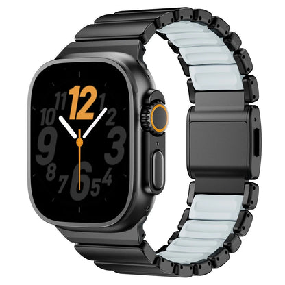 Luxury Titanium Dual Layer Silicone Magnetic Link Bands By Iserieshub Compatible For Apple Watch